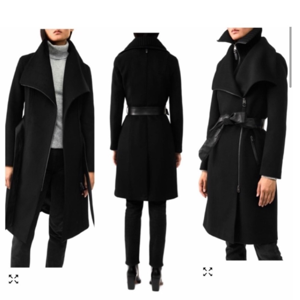 MACKAGE Nori Belted wide lapel coat black size L